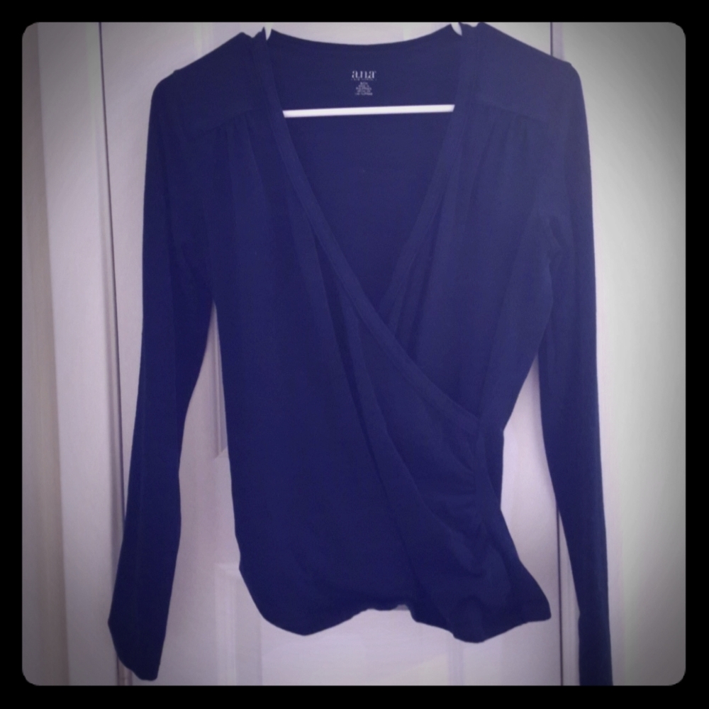 Black wrap long sleeve top